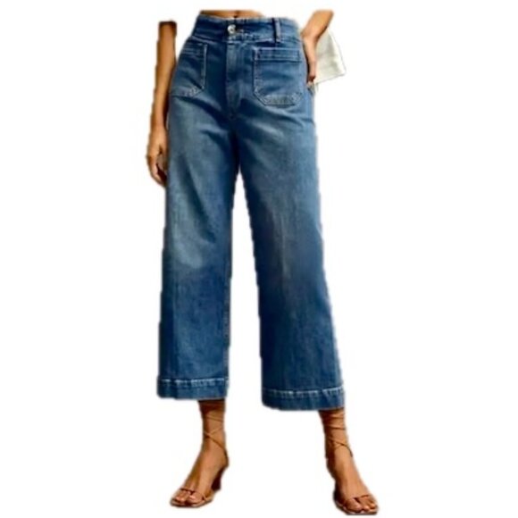Anthropologie Pilcro "The Skipper" Wide Leg Cropped Jeans Sz 31 Tall - Picture 2 of 8